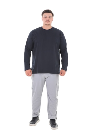 Erkek 115-155 Kilo Arası İçin Uygun Uzun Kol Bisiklet Yaka Mevsimlik Düz Renk İnce Sweatshirt Lacivert