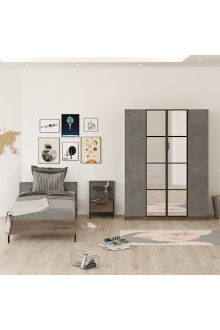 Robin Home Dream Genç Odası Takımı 3'Lü Set Karyola - Komodin - Kahverengi