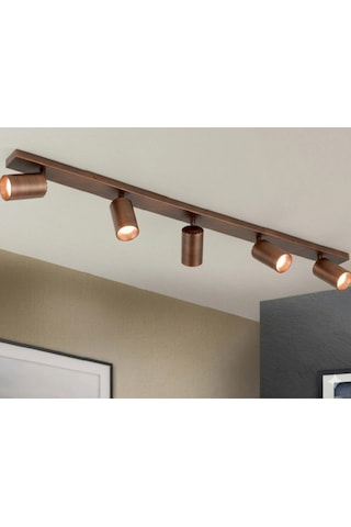 Mylights Beşli 5 Li Bakır Eskitme Fırçalı Gu10 Led Tavan Spot Hareketli Başlıklı Tasarruflu Modern Avize Bakır