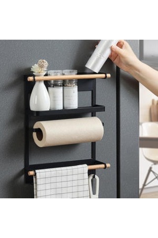 Mıknatıs Buzdolabı Raf Kağıt Havlu Rulo Tutucu Manyetik Depolama Raf Baharat Asmak Raf Dekoratif Metal Raf Mutfak Organizatör Depolama Tutucular & Amp Raflar 3
