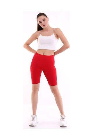 Self Clothing Kadın Koyu Kırmızı Penye Kumaş Yüksek Bel Kısa Tayt Slf1295