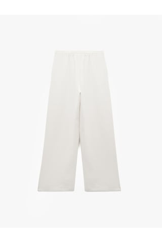Koton Regular Fit Cepli Pile Detaylı Geniş Paça Kumaş Pantolon Kırık Beyaz 5sak40025uk Ekru