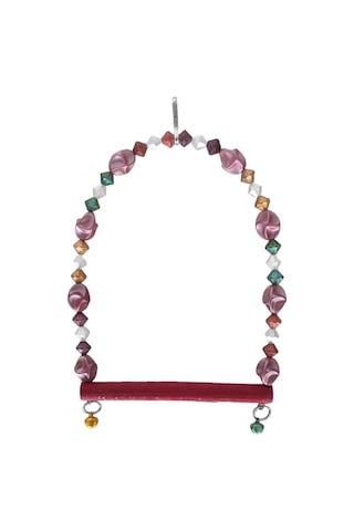 Markapet Boncuklu Ve Tünekli Kuş Salıncağı 10 Cm-14 Cm Bordo