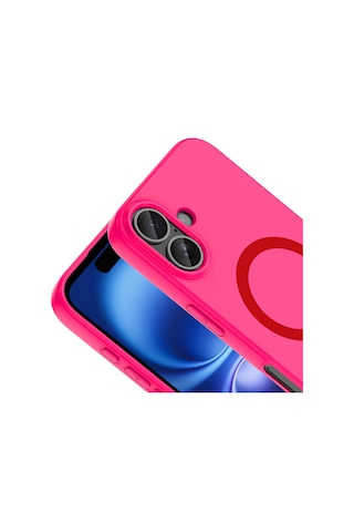 Apple iPhone Uyumlu 17 Kılıf M-safe Şarj Özellikli Zore Aris Silikon Kapak - Koyu Pembe