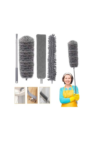Mufunye "pratik Mikrofiber Toz Alma Seti: 250 Cm Uzatmalı Çubuk, 3 Değiştirilebilir Başlık İle Tavan, Mobilya Ve Araç Temizliği"