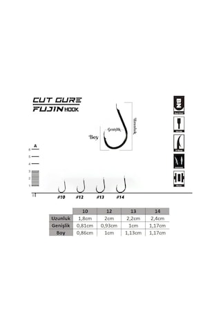 Fujin Cut Gure Deliksiz Düz Olta Kancası (537263809)