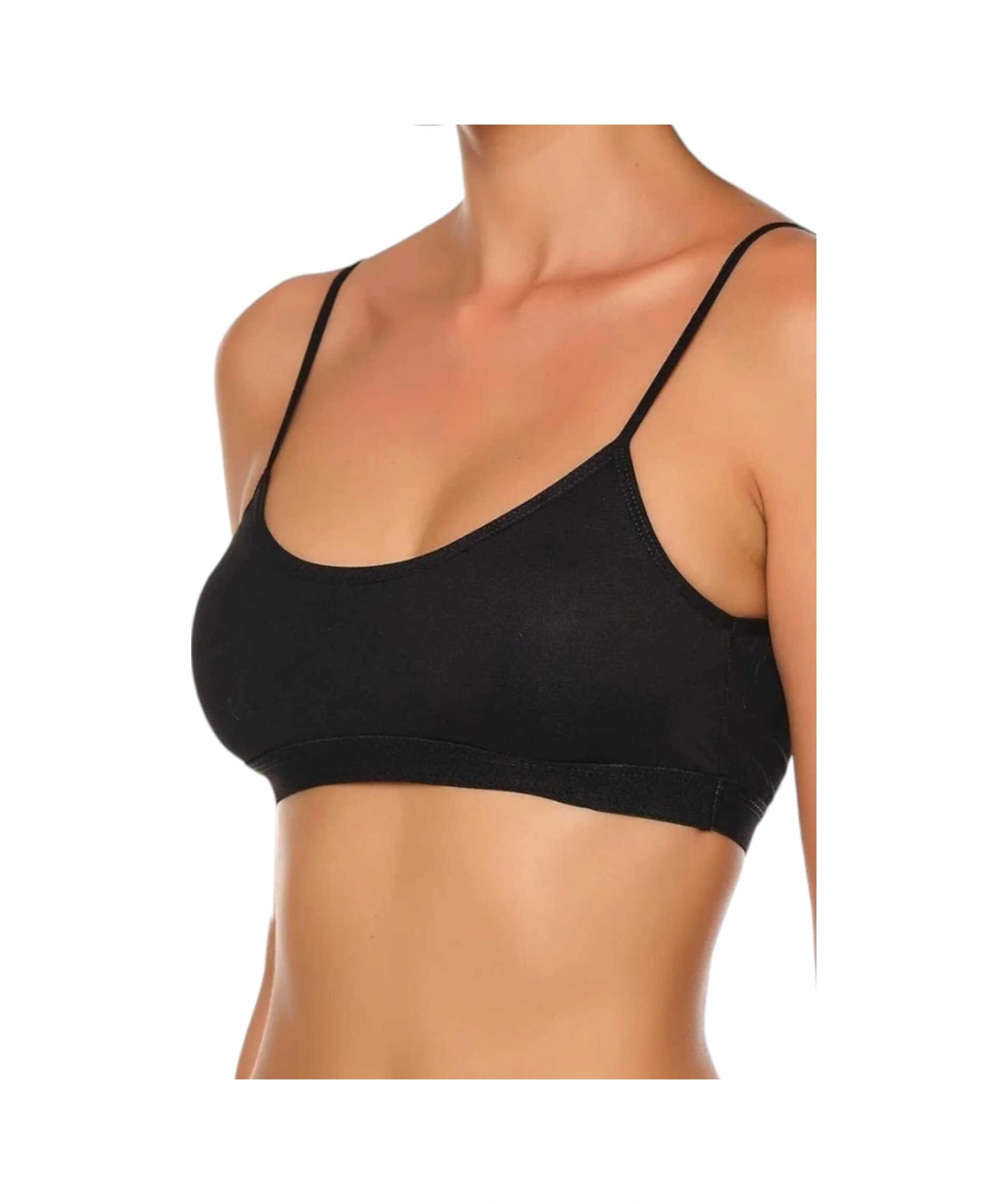 Tezzgelsin Kadın İnce Askılı Pedli Büstiyer Yarım Atlet Sütyen 3'lü Set Siyah