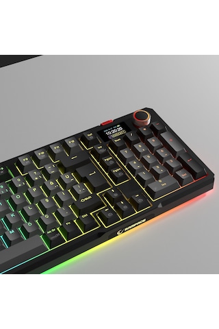 Loyal Pro Gri/siyah 3 Bt + 2.4 Ips Ekranlı Red Switch Rgb Mekanik Kablosuz Klavye