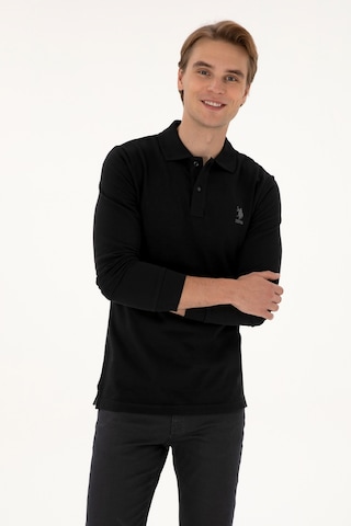 U.S. Polo Assn. Erkek Regular Fit Polo Yaka Siyah Basic Sweatshirt 50307757-VR046