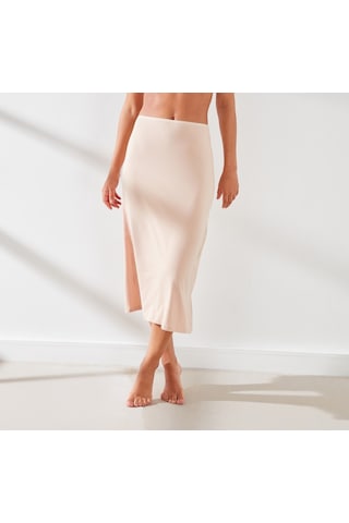 Kadın Dizaltı Uzun Jüpon Etek Altı Astar Ten Rengi