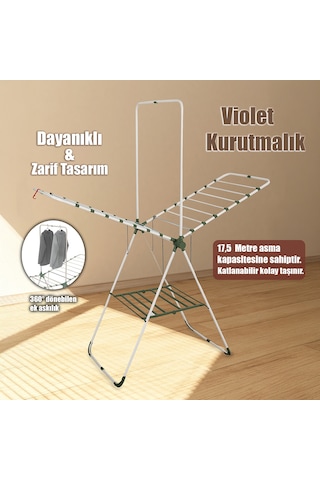 Doğrular Perilla 17042 Violet Çamaşır Kurutmalığı Kurutmalık Askı Beyaz