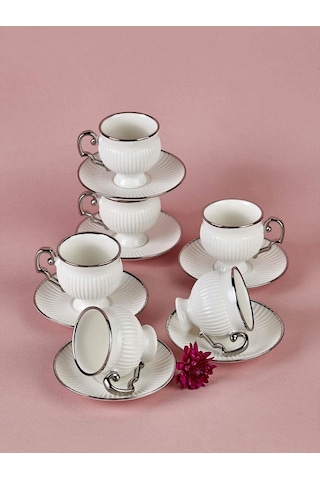 Neva N3516 Santo Platin 6 Kişilik Kahve Fincan Seti 90 Ml