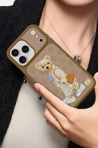 Zuckbear Apple iPhone Uyumlu 17 Pro Max Kılıf 3d Pu Deri Nakışlı Gentleman Paris Kapak Lacivert