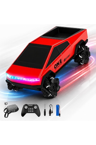 Oyuncak Uzaktan Kumandalı Şarjlı Akrobat Cybertruck Araba 4x4 Drift Araç Bilekten Kumandalı Led Işıklı 2.4 Ghz 6 Farklı Led Işık Modu 18 Cm