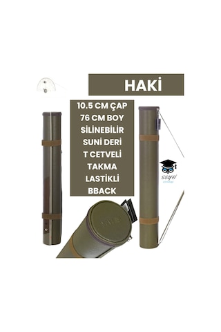 Proje Tüpü Bazuka 10.5 Cm Çap 76 Cm Boy Silinebilir Suni Deri T Cetveli Takma Lastikli Bback