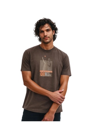 Arma Ar-ma Erkek Bisiklet Yaka Tişört Resim Baskili Örme Kumaş Regular Fit %100 Pamuk 30/2 Süprem Y31344448402 Kahverengi-k1