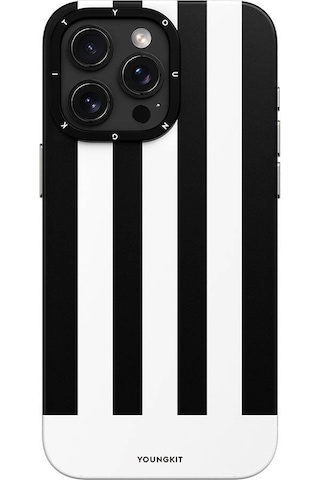 Apple Uyumlu iPhone 14 Pro Kılıf Magsafe Şarj Özellikli Youngkit Striped Piano Keys Serisi Kapak Siyah