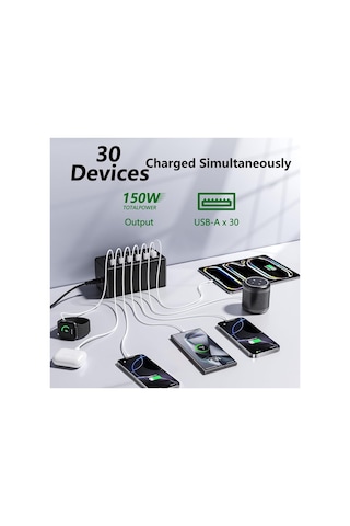 30 Port Usb Şarj Aleti 150w 2.4a Fast Şarj Çoklu Şarj İstasyonu