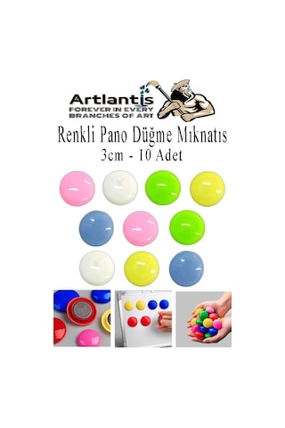 Renkli Pano Düğme Mıknatısı 10 Lu 1 Paket Manyetik Yuvarlak Mıknatıs Buzdolabı Renkli Plastik Kaplı Dekarasyon Hobi Etkinlik