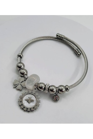 Lucky Bee Charm Bileklik Sedefli Altın - Gümüş