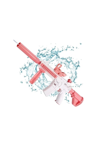 Uzun Namlulu M416 Şarjlı Su Tüfeği Otomatik 60 Cm Elektrikli Su Tabancası Pembe