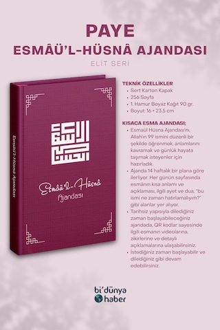 Paye Esmaül Hüsna Ajandası Elit Seri Çok Renkli
