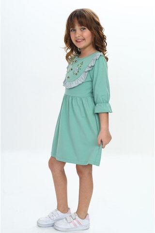 Toontoy Kids Toontoy Kız Çocuk Nakış Desenli Elbise Yeşil