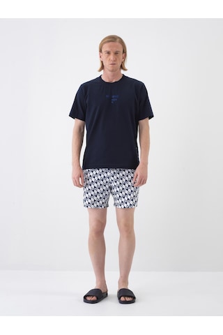 Xint Lacivert Pamuk Dokulu Regular Fit Tişört 502221