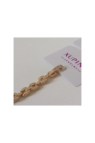 Xuping Vıp Kaliteli Antialerjik Üç Kare Labirent Motifli Zirkon Taşlı Rose Gold Bileklik Rose Gold