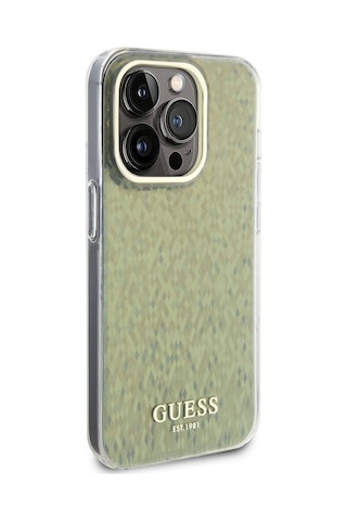 Apple Uyumlu iPhone 15 Pro Kılıf Guess Lisanslı Yazı Logolu Mirror Disco Kapak