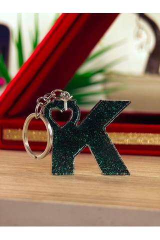 Harfli Anahtarlık Epoksi Kişiye Özel Yapım El Yapımı Harf Anahtarlık Kalp Model Özel Tasarım Hediyelik Ürün Kalp Desenli Simli Anahtarlık Bronz