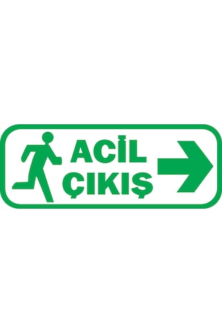 Acil Çıkış Yazısı (16 X 6 Cm) Yeşil & Siyah