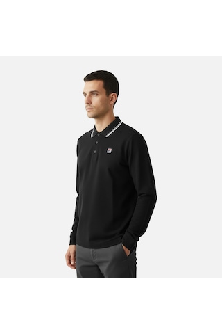 Siyah Fila Erkek Günlük Polo Yaka Sweatshirt Biella Tipped Fam1096.80010 Siyah