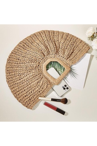 Yeşil Yogodlns Yaz Dokuma Saman Yarım Ay Büyük Kapasiteli Çanta Kadın Plaj Sepeti Moda Seyahat Alışveriş Tote Yeşil