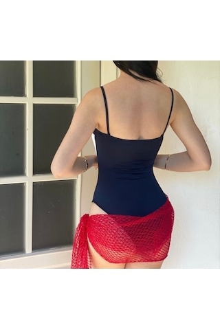 Kuşgözü Detaylı Mayo Pareo Takım Lacivert