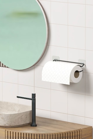 Zabata Yapışkanlı Kağıt Havluluk Siyah Kağıt Havlu Askısı Tutacağı Metal Banyo Mutfak Havluluğu Minimal Siyah