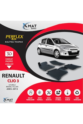 PASPAS 3D HAVUZLU X-MAT CLIO 3 HB 2005-2013 - PERFLEX PXM-RN03