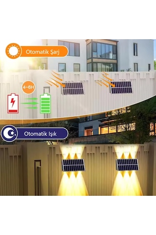 Cata 20 W Solar İki Yönlü Led Duvar Aplik - Gün Işığı 3000k - Siyah - Ip65 - Ct-8010