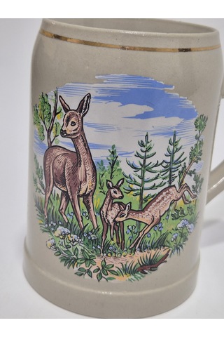 Vintage Tankart Ceylan Figürlü Alman Bira Bardağı 13,5cm