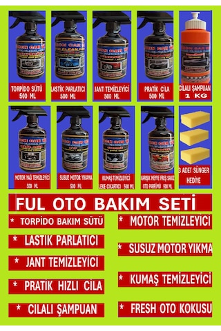 Ful Oto Bakım Seti 9 Parça + 3 Adet Sünger