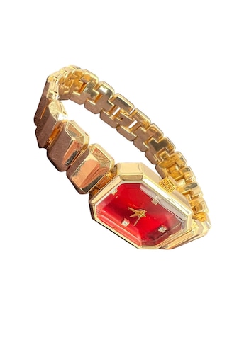 Gold Çelik Saat Yeni Model Bordo Renk