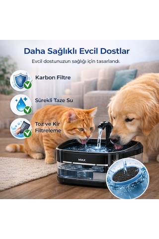 Polham Akıllı Otomatik Kedi Köpek Su Sebili 4.5l Sessiz Motorlu Sensörlü Pet Su Pınarı Karbon Filtreli Akıllı Su Kabı