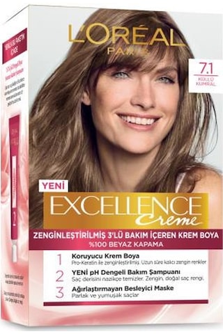 L'Oréal Paris Excellence Creme Saç Boyası - 7.1 Küllü Kumral