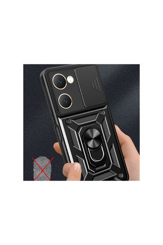 Orevio Vivo Y18 Kılıf Pars Lens Yüzüklü Silikon - Kırmızı