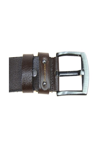 Hakiki Deri Erkek Metal Detaylı Dikişli Kot Kemeri 4,5 Cm Kahverengi