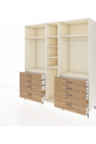 Kronos Dolap 8 Raflı 8 Çekmeceli 3 Askılı 220x59x243 Aytaşı-aytaşı/çam Aytası/atlas Çam