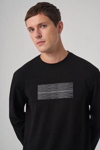 Morven Erkek Siyah Trend Baskılı Bisiklet Yaka Sweatshirt 26ks063008001 Siyah