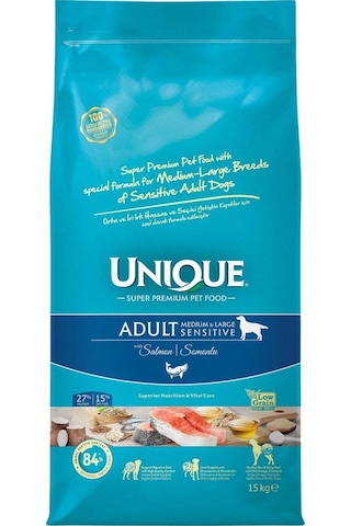 Unique Sensitive Somonlu Orta ve Büyük Irk Yetişkin Köpek Maması 15 KG