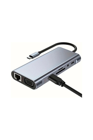 Xuweiwei 11i 1 Arada 11 İn 1 Usb C Hub Hdtv Vga Sd Tf Kart Okuyucu Usb 3 0 2 0 Rj45 Ve Pd 87w Desteği