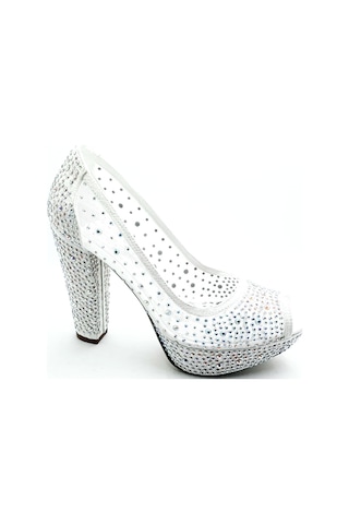 Punto 586398 Sedef Kadın Taşlı Abiye 13 Cm Topuklu  Ayakkabı